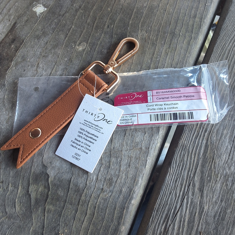 Thirty-One Cord Wrap Keychain In Caramel Smooth Pebble
